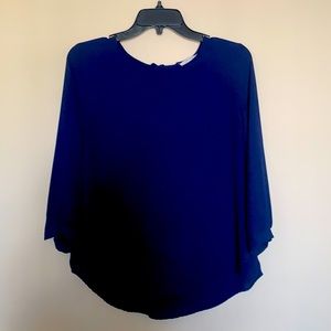 Large Navy Blue Blouse with back Tie